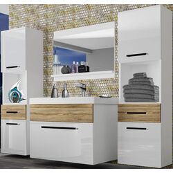 Комплект мебели Belini Rodos 6 ROD PM 6/0/W/WDS/0/ZW (White High Gloss/Sonoma Oak)