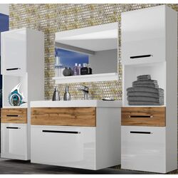 Set de mobila Belini Rodos 6 ROD PM 6/0/W/WDW/0/ZW (White High Gloss/Wotan Oak)