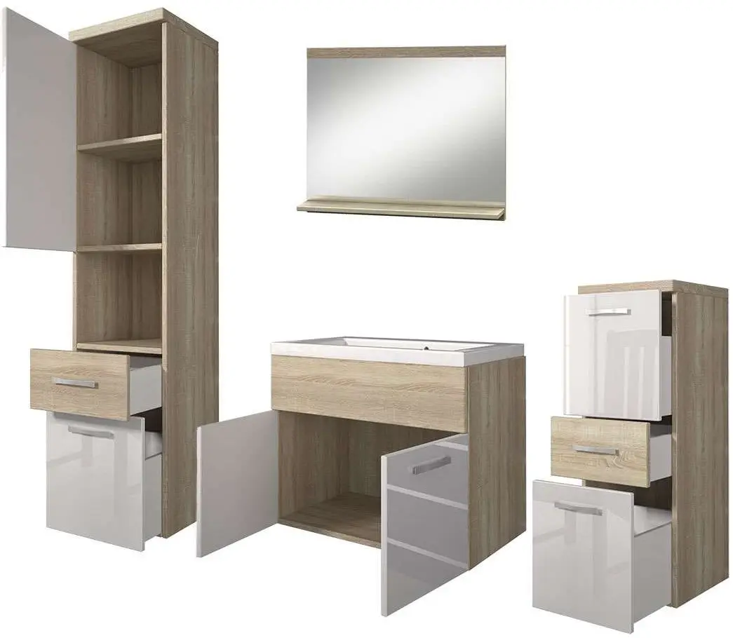 Set de mobila Bratex Alba (Wotan Oak/White Gloss)