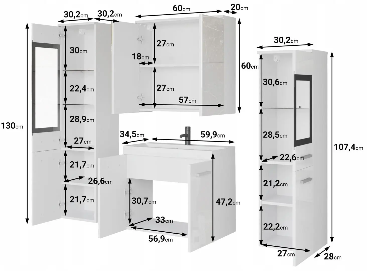 Set de mobila Bratex Madrit II (Chestnut Breslau/Gray Gloss)