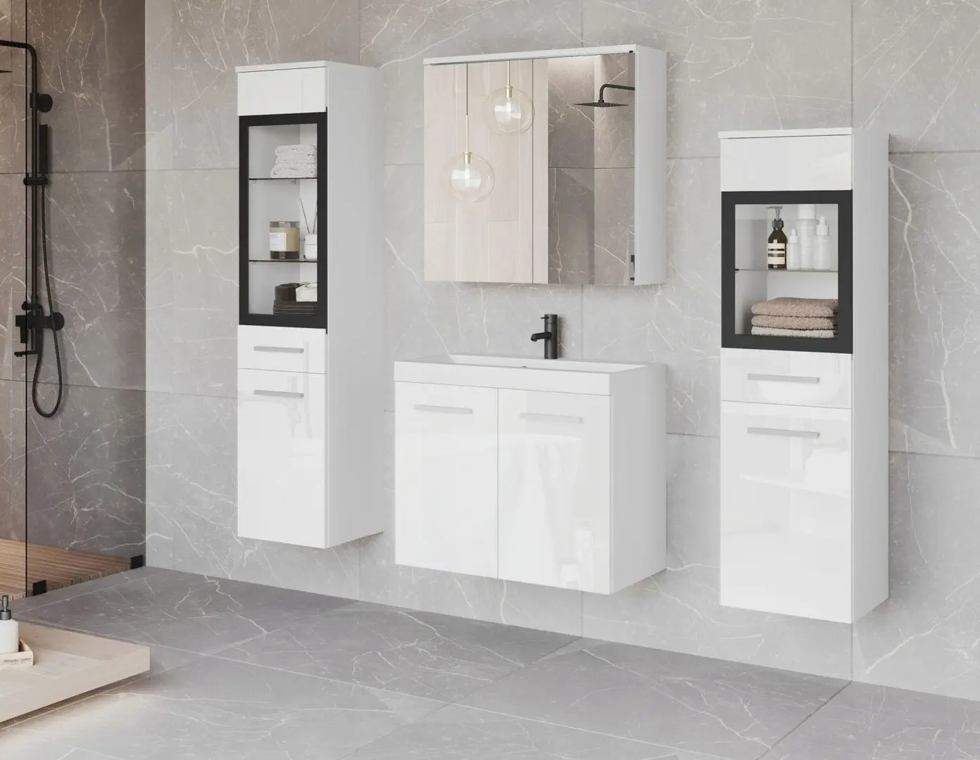 Set de mobila Bratex Madrit II (White/White Gloss)