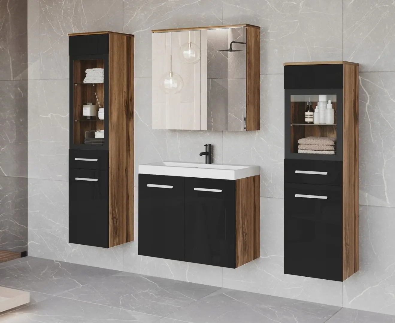 Set de mobila Bratex Madrit II (Wotan Oak/Black Gloss)