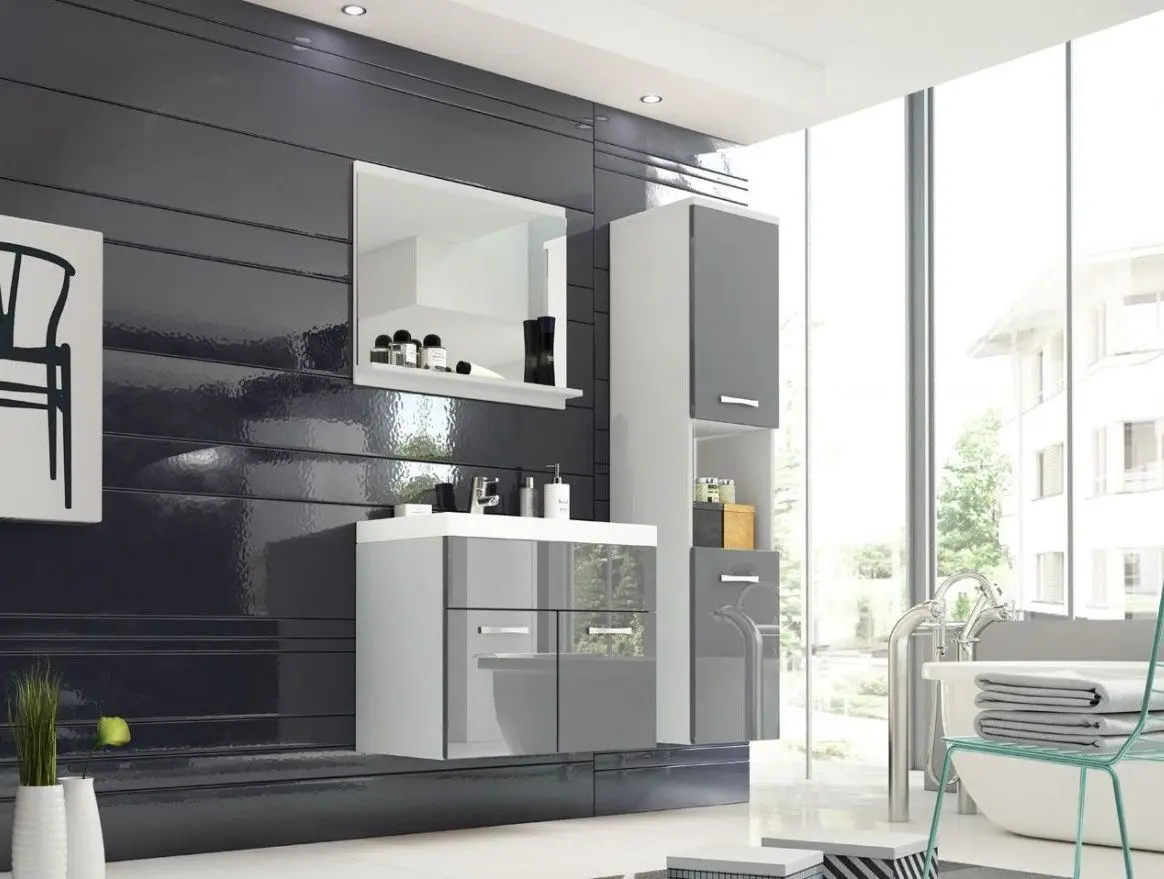 Set de mobila Bratex Montreal (White/Gray Gloss)