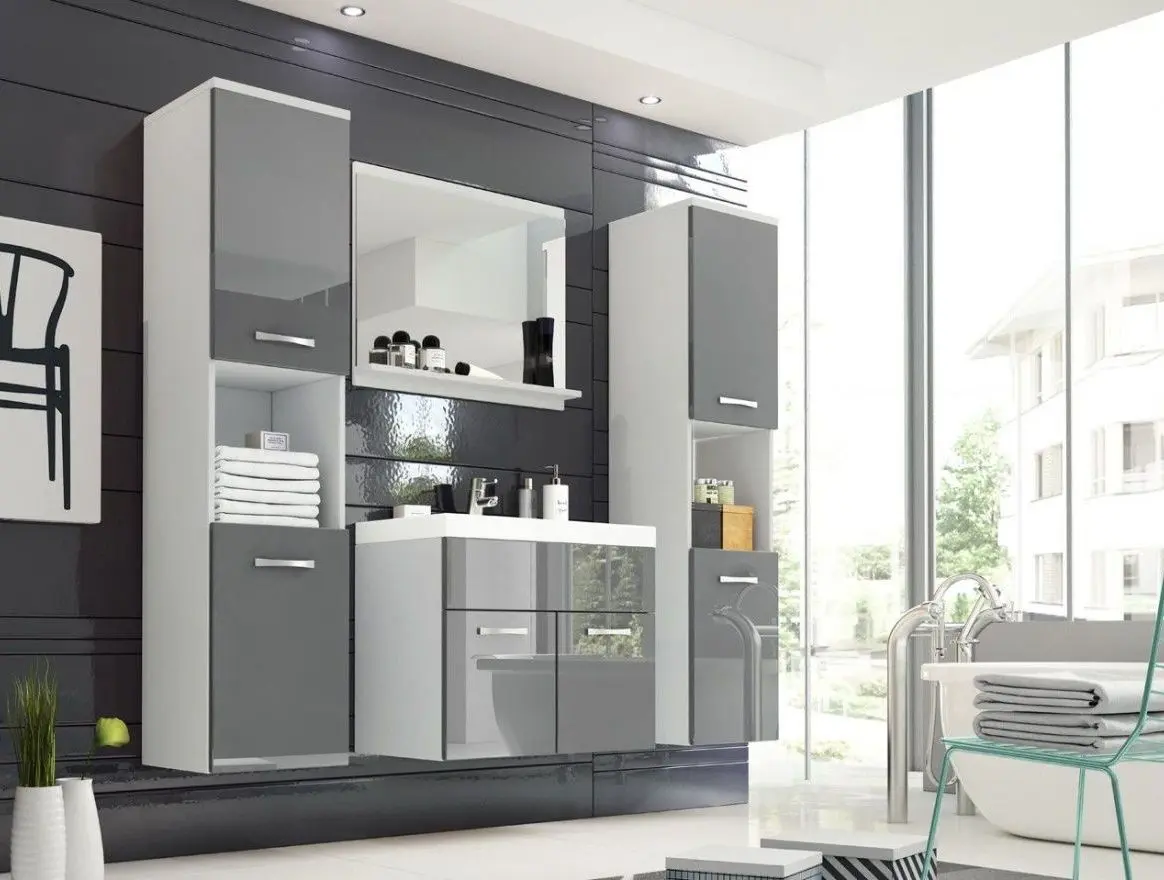 Set de mobila Bratex Montreal XL (White/Gray Gloss)