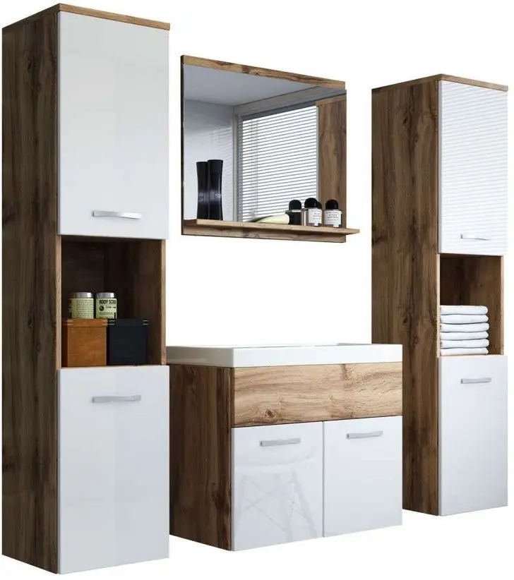 Set de mobila Bratex Montreal XL (Wotan Oak/White Gloss)