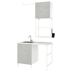 Set de mobila Ikea Enhet 139x63x87 (Alb/Aspect Beton) Thumb