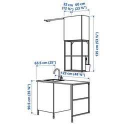 Set de mobila Ikea Enhet 139x63x87 (Alb/Aspect Beton) Thumb