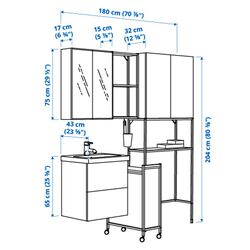 Комплект мебели Ikea Enhet 180x43x204 (Белый/Под Бетон) Thumb