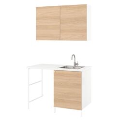 Set de mobila Ikea Enhet 3 usi 139x63x87 (Alb/Aspect Stejar) Thumb