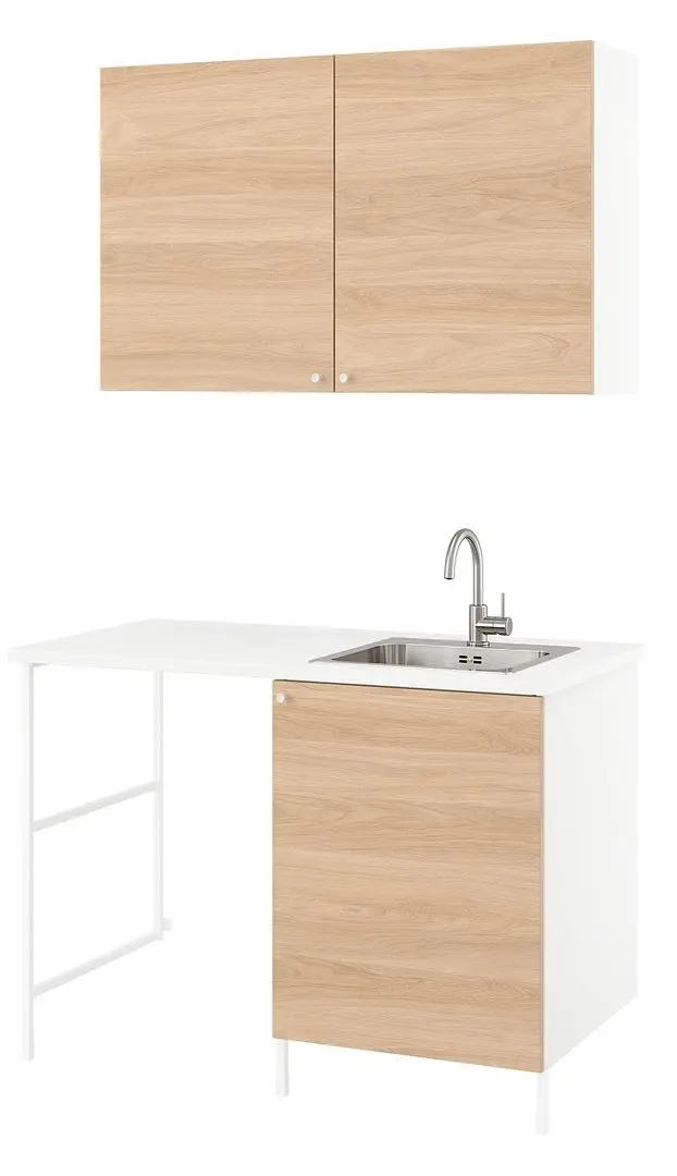 Set de mobila Ikea Enhet 3 usi 139x63x87 (Alb/Aspect Stejar) - 2