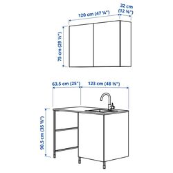 Set de mobila Ikea Enhet 3 usi 139x63x87 (Alb/Aspect Stejar) Thumb