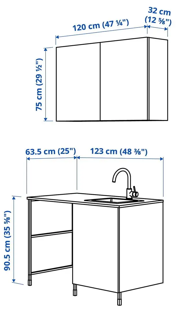 Set de mobila Ikea Enhet 3 usi 139x63x87 (Alb/Aspect Stejar) - 3