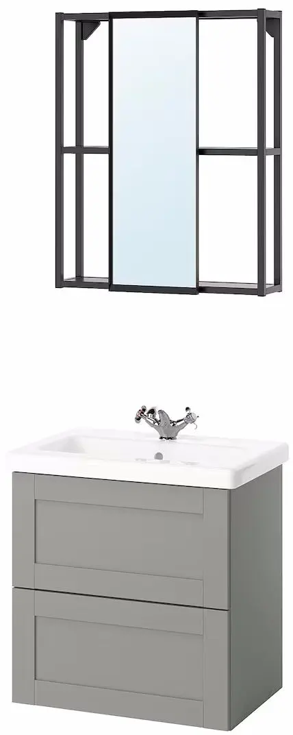 Set de mobila Ikea Enhet/Tvallen/Runskar cu sertare/cadru 64x43x65 (Antracit/Gri) - 3