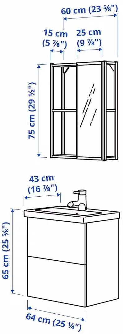 Set de mobila Ikea Enhet/Tvallen/Runskar cu sertare/cadru 64x43x65 (Antracit/Gri) - 4