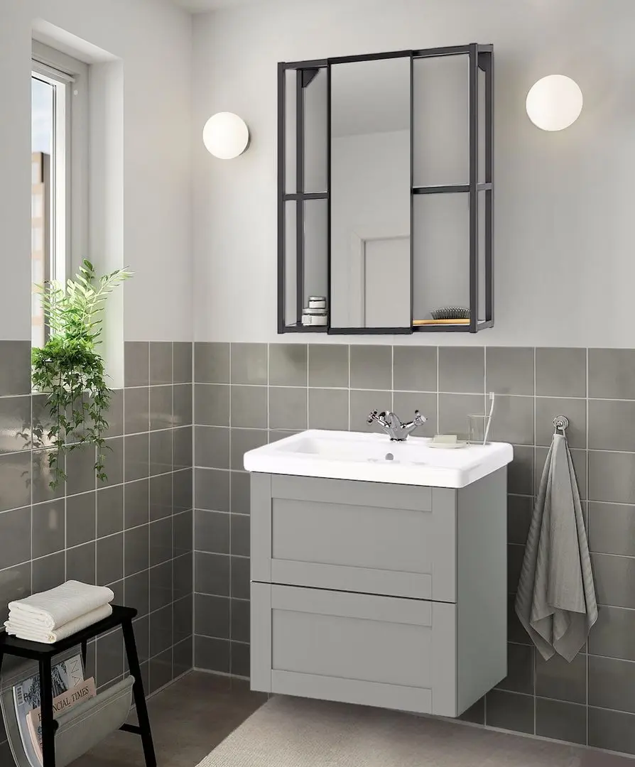 Set de mobila Ikea Enhet/Tvallen/Runskar cu sertare/cadru 64x43x65 (Antracit/Gri)