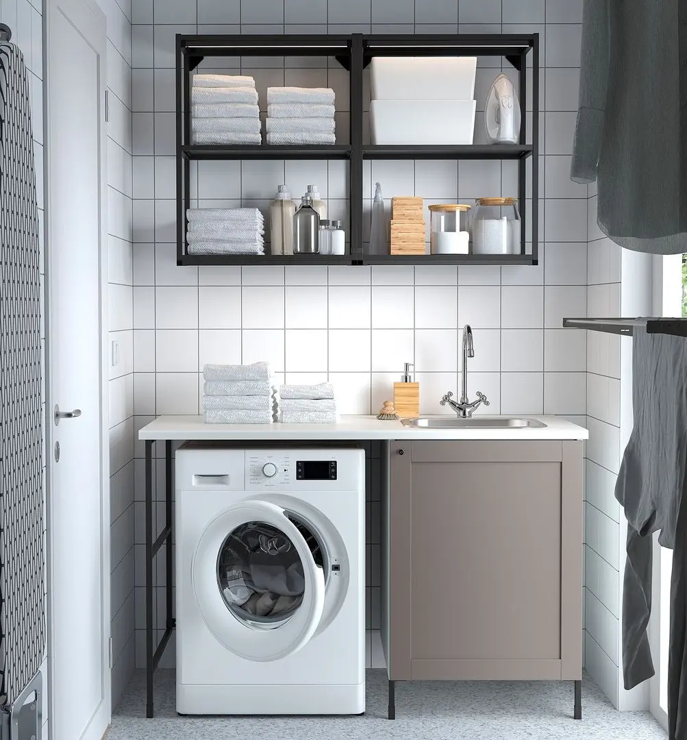 Set de mobila Ikea Enhet etajera 139x63x87 (Antracit/Gri)