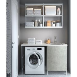 Set de mobila Ikea Enhet etajera 139x63x87 (Alb/Aspect Beton)