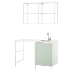 Set de mobila Ikea Enhet etajera 139x63x87 (Alb/Gri-Verde Deschis) Thumb