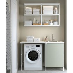 Set de mobila Ikea Enhet etajera 139x63x87 (Alb/Gri-Verde Deschis)