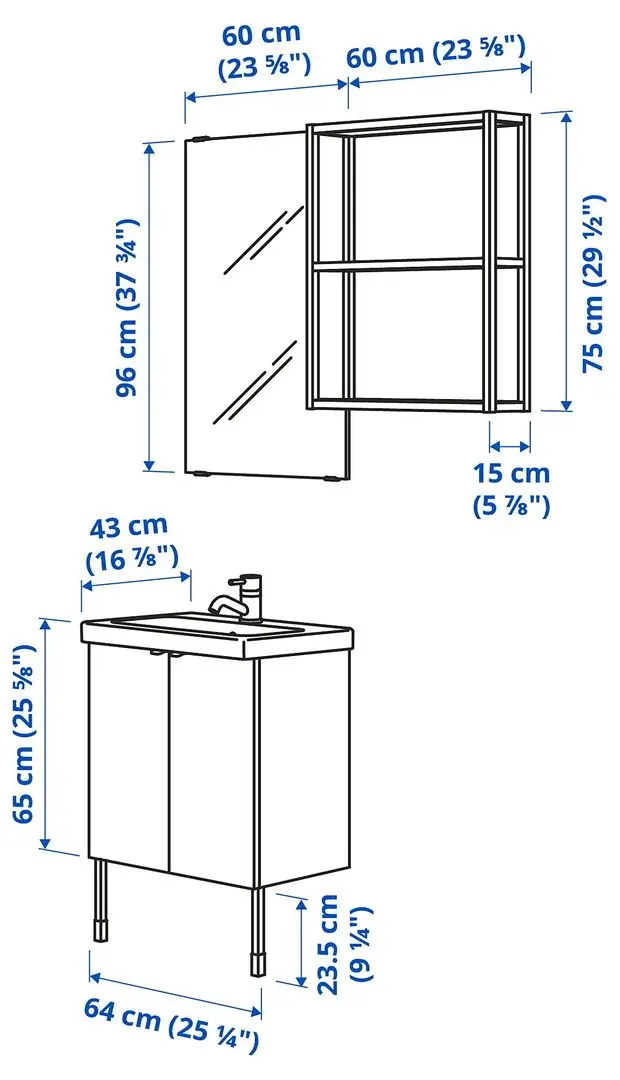 Set de mobila Ikea Enhet/Tvallen 11 piese 64x43x87 (Alb/Gri-Verde Deschis) - 4