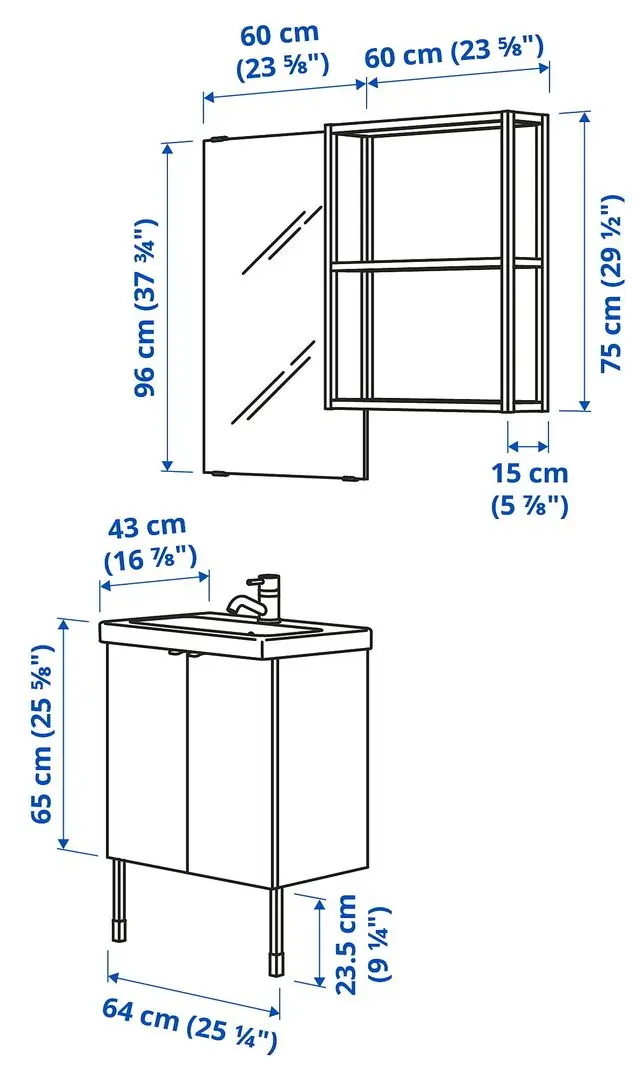 Set de mobila Ikea Enhet/Tvallen 11 piese 64x43x87 (Gri/Antracit) - 4