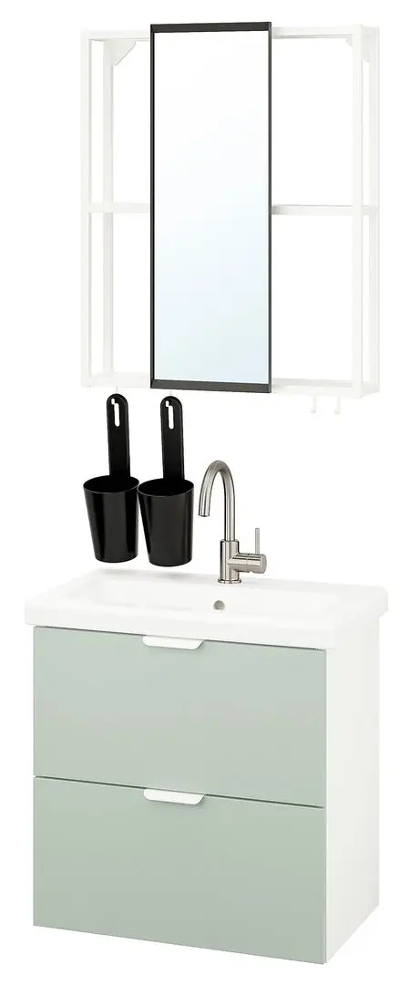 Set de mobila Ikea Enhet/Tvallen 13 piese 64x43x65 (Alb/Gri-Verde Deschis) - 2