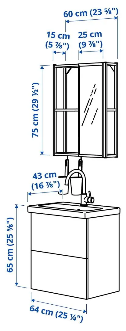 Set de mobila Ikea Enhet/Tvallen 13 piese 64x43x65 (Alb/Gri-Verde Deschis) - 5
