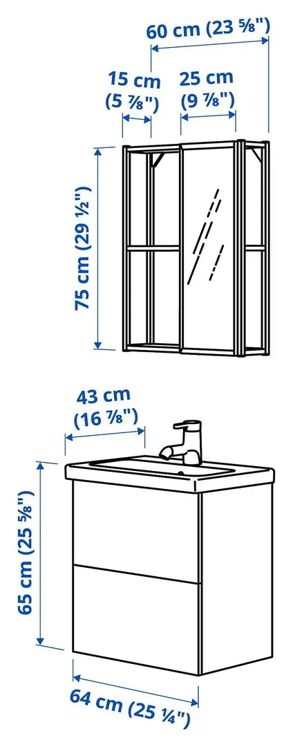 Set de mobila Ikea Enhet/Tvallen 13 piese 64x43x65 (Aspect Beton/Alb) - 7