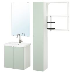 Set de mobila Ikea Enhet/Tvallen 13 piese/penal 64x43x65 (Alb/Gri-Verde Deschis)