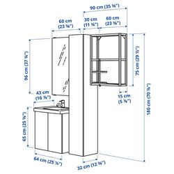 Set de mobila Ikea Enhet/Tvallen 13 piese/penal 64x43x65 (Aspect Beton/Alb) Thumb