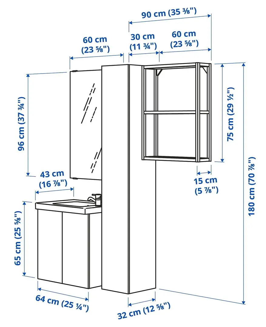 Set de mobila Ikea Enhet/Tvallen 13 piese/penal 64x43x65 (Gri/Antracit) - 5
