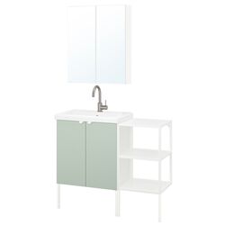 Set de mobila Ikea Enhet/Tvallen 14 piese 102x43x87 (Alb/Gri-Verde Deschis) Thumb