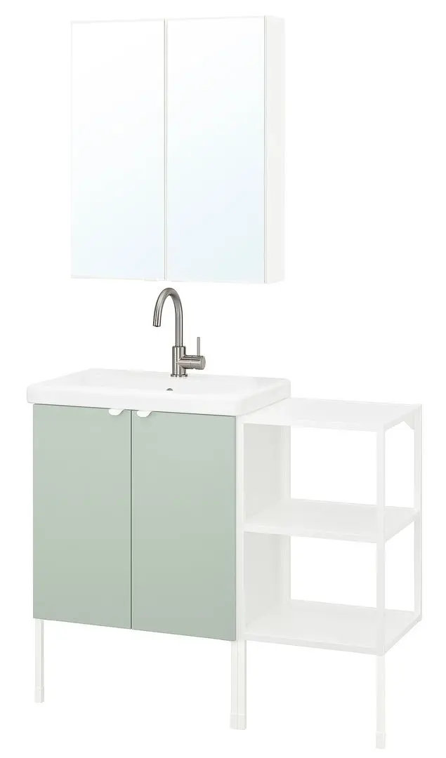 Set de mobila Ikea Enhet/Tvallen 14 piese 102x43x87 (Alb/Gri-Verde Deschis) - 2