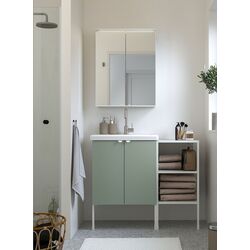 Set de mobila Ikea Enhet/Tvallen 14 piese 102x43x87 (Alb/Gri-Verde Deschis)