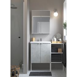 Set de mobila Ikea Enhet/Tvallen 14 piese 102x43x87 (Aspect Beton/Alb)