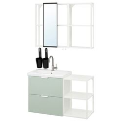 Set de mobila Ikea Enhet/Tvallen 15 piese 102x43x65 (Alb/Gri-Verde Deschis) Thumb