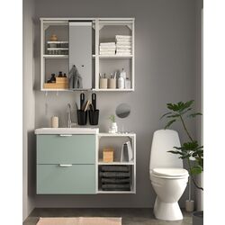 Set de mobila Ikea Enhet/Tvallen 15 piese 102x43x65 (Alb/Gri-Verde Deschis)