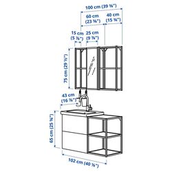Set de mobila Ikea Enhet/Tvallen 15 piese 102x43x65 (Aspect Beton/Alb) Thumb