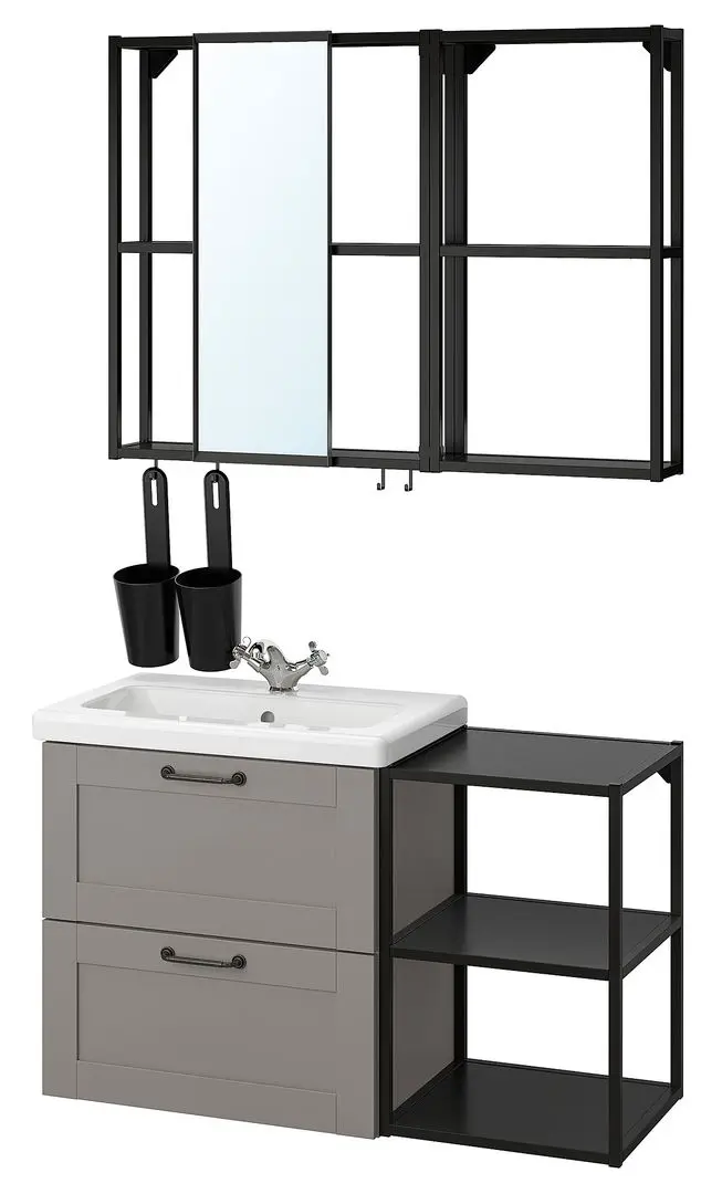 Set de mobila Ikea Enhet/Tvallen 15 piese 102x43x65 (Gri/Antracit) - 2