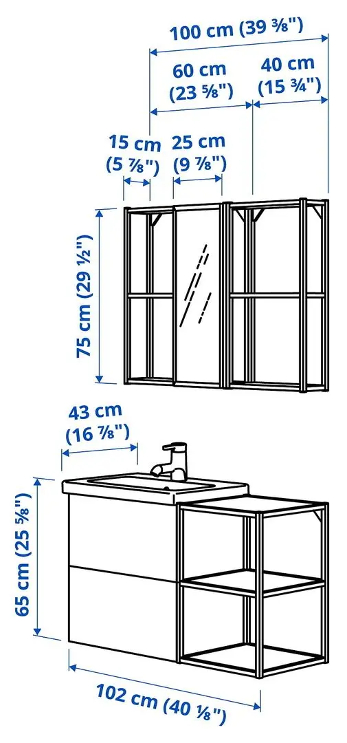 Set de mobila Ikea Enhet/Tvallen 15 piese 102x43x65 (Gri/Antracit) - 6