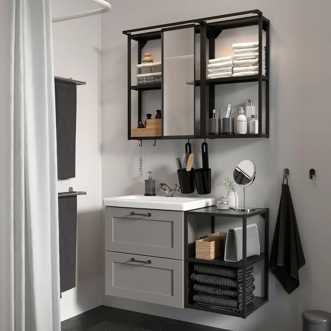 Set de mobila Ikea Enhet/Tvallen 15 piese 102x43x65 (Gri/Antracit)