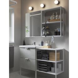 Set de mobila Ikea Enhet/Tvallen 15 piese 122x43x87 (Aspect Beton/Alb)