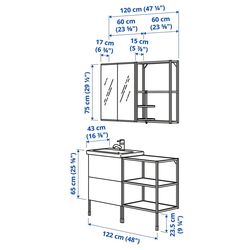Set de mobila Ikea Enhet/Tvallen 15 piese 122x43x87 (Aspect Beton/Alb) Thumb