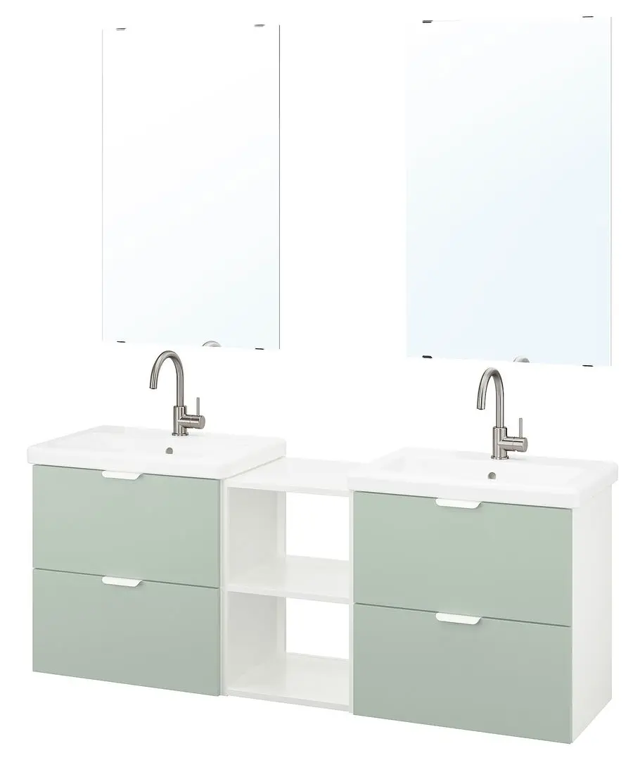 Set de mobila Ikea Enhet/Tvallen 15 piese 164x43x65 (Alb/Gri-Verde Deschis) - 3