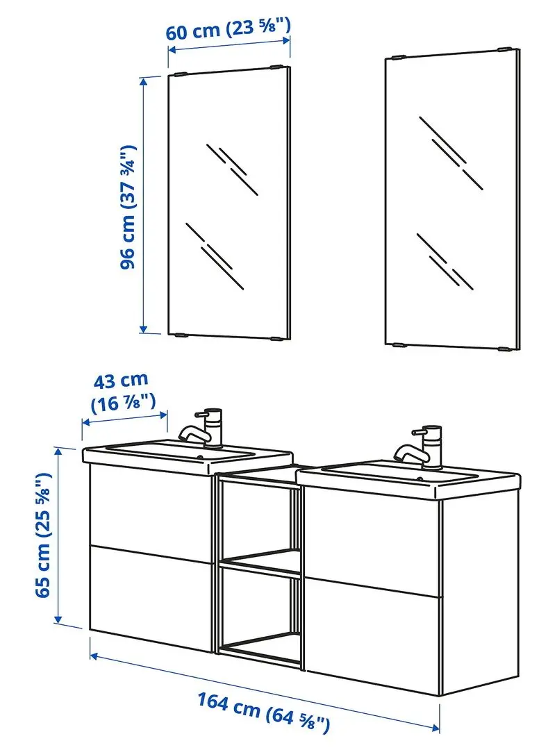 Set de mobila Ikea Enhet/Tvallen 15 piese 164x43x65 (Alb/Gri-Verde Deschis) - 6