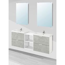 Set de mobila Ikea Enhet/Tvallen 15 piese 164x43x65 (Aspect Beton/Alb)