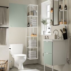 Set de mobila Ikea Enhet/Tvallen 16 piese 44x43x87 (Alb/Gri-Verde Deschis) Thumb