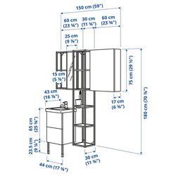 Set de mobila Ikea Enhet/Tvallen 16 piese 44x43x87 (Alb/Gri-Verde Deschis) Thumb
