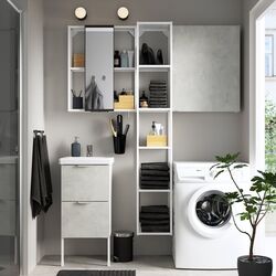 Set de mobila Ikea Enhet/Tvallen 16 piese 44x43x87 (Aspect Beton/Alb) Thumb