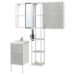 Set de mobila Ikea Enhet/Tvallen 16 piese 44x43x87 (Aspect Beton/Alb) Thumb